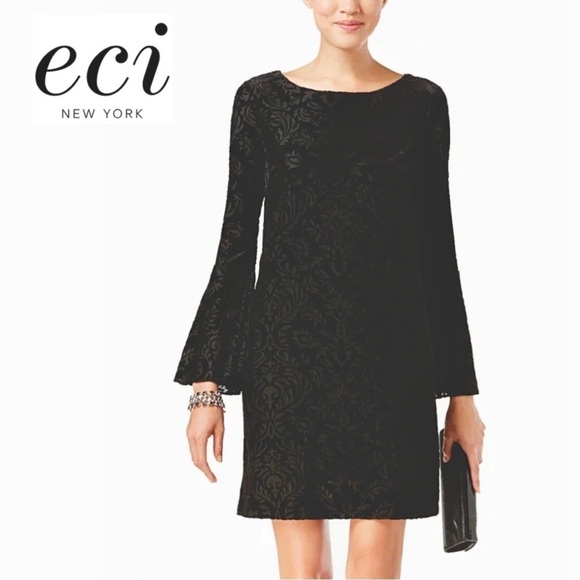 NWT Eci Ny Velvet Bell Sleeve Dress - Picture 1 of 13